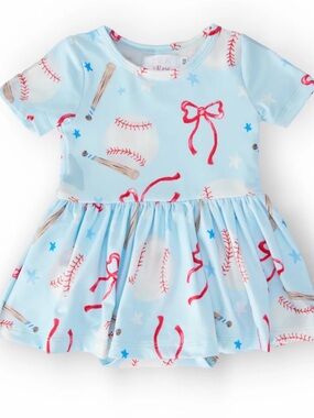 Mila & Rose Baby Blue Baseball Bow Dress